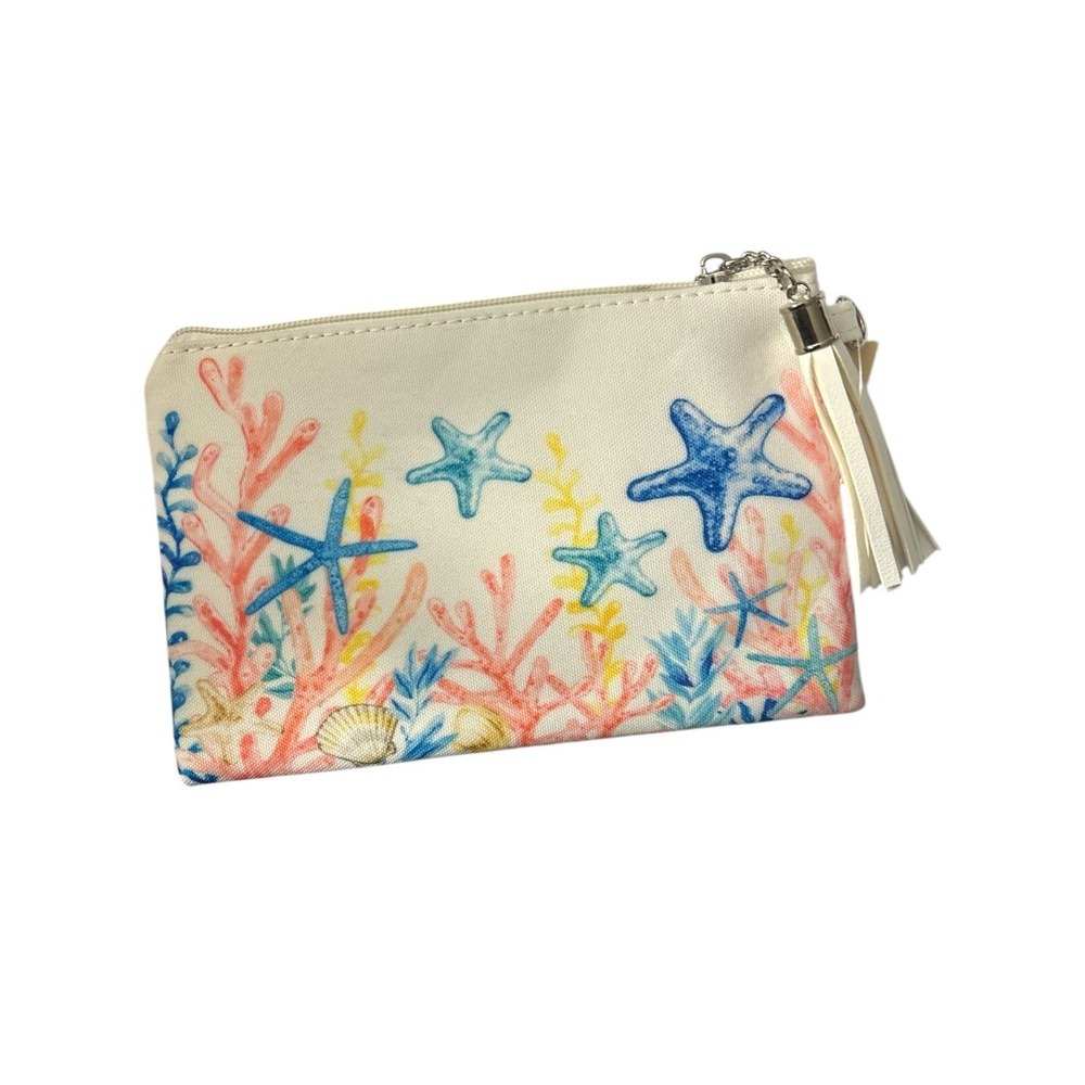 Starfish and coral makeup bag‎ / Wristlet